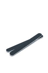 Sample of 2 ibd Black Padded Files Grit 100/180 stacked showing of its nail shaping surface